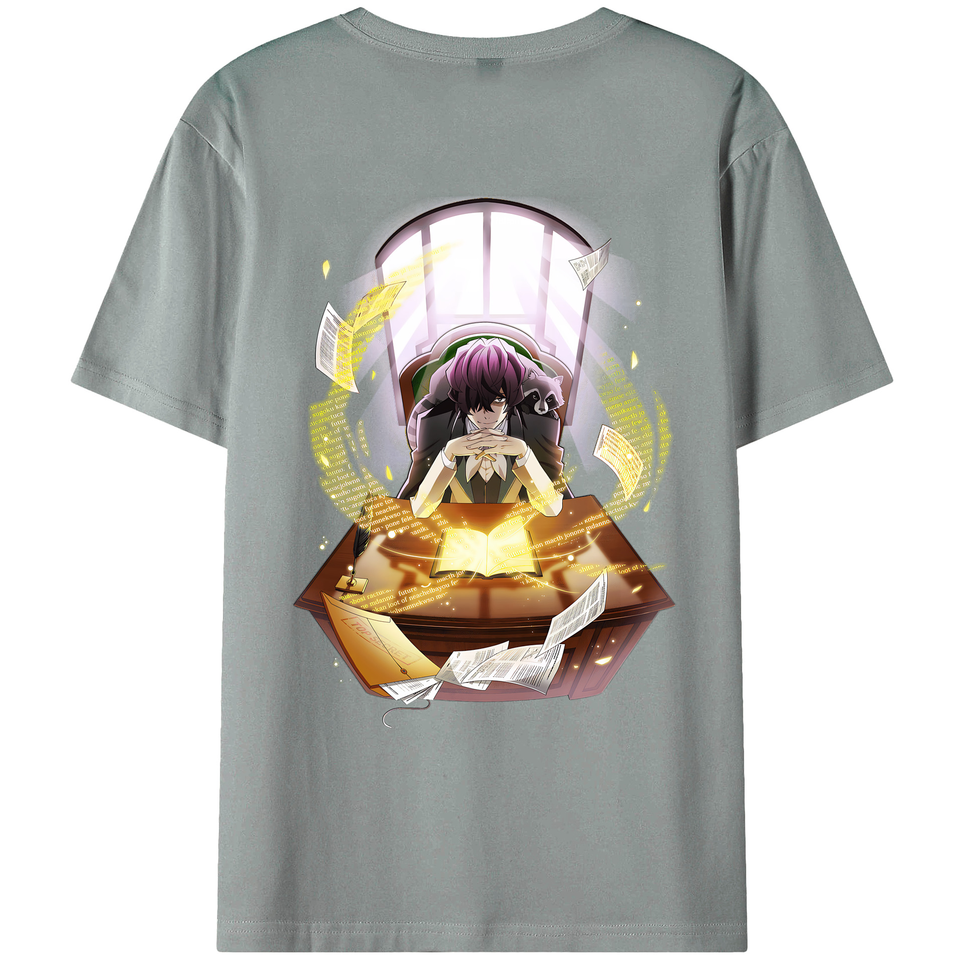 （画像用） 文豪ストレイドッグス Bungo Stray Dogs 綿100％ メンズ半袖Tシャツ（バックプリント） 通気性